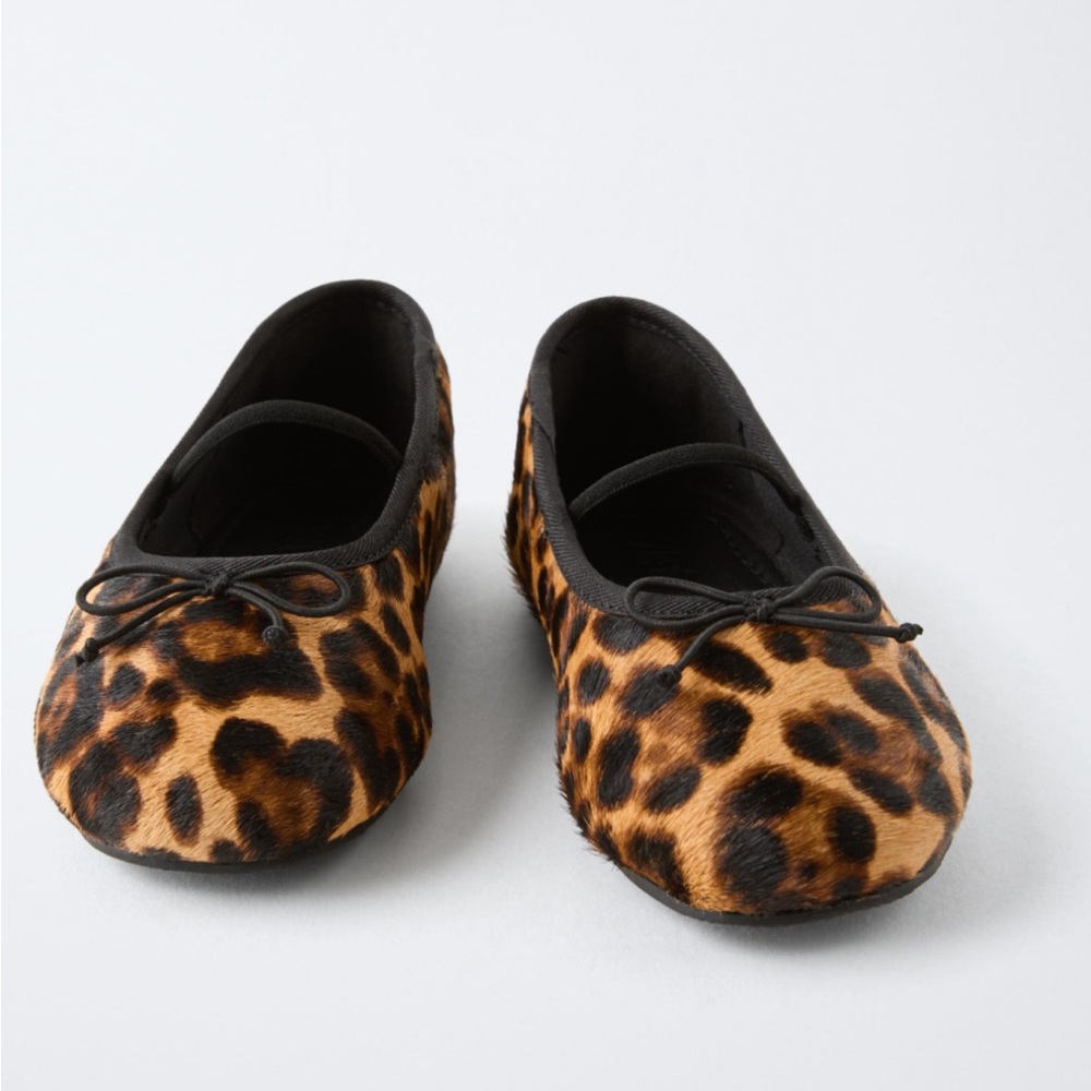 ZARA LEATHER KIDS LEPORDES PRINTITED BALLERINA SHOES - Picture 8 of 8